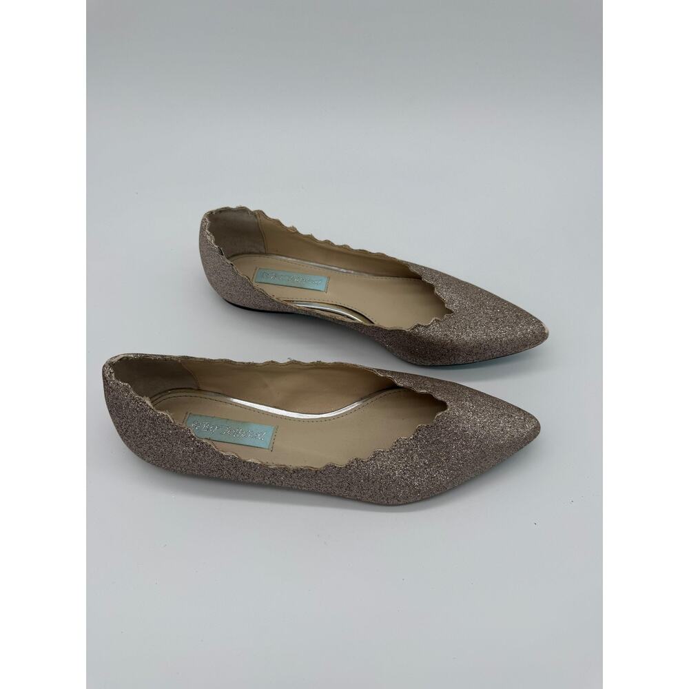 Betsey Johnson SB-CAKE Shoes Womens Size 6.5 Gold Glitter Flats Dressy - Picture 7 of 13